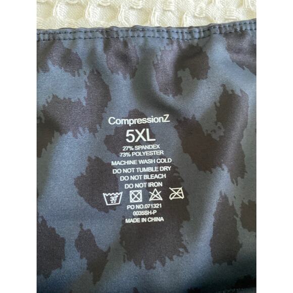 CompressionZ‎ Women's 5XL High Waist Leopard Print Leggings Side Pockets - Picture 7 of 7